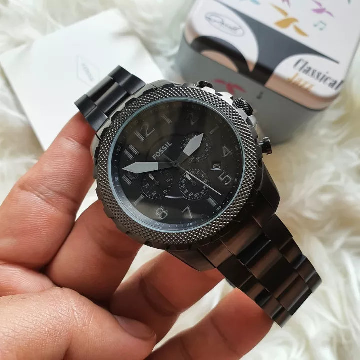  Shop Authentic Fossil Bowman Chronograph Black Dial Black Steel Strap Watch for Men - FS5603 - Luxxuri