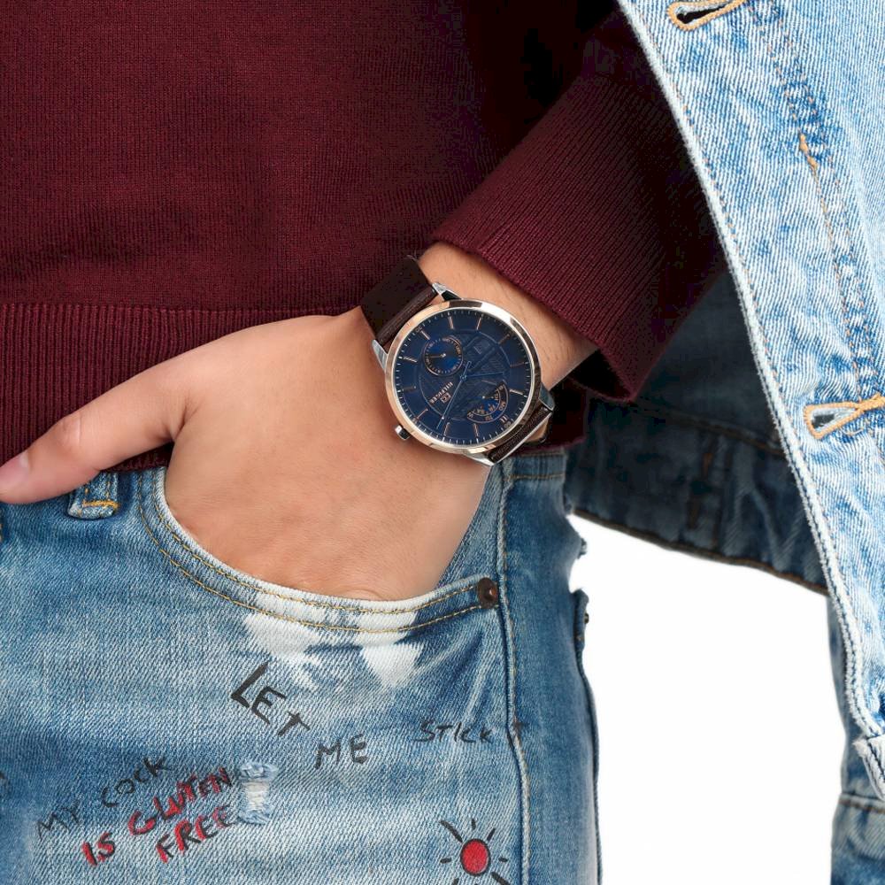  Shop Authentic Tommy Hilfiger Hunter Blue Dial Brown Leather Strap Watch for Men - 1791605 - Luxxuri
