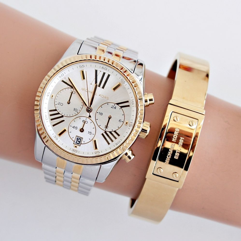  Shop Authentic Michael Kors Lexington Silver Dial Two Tone Steel Strap Watch for Women - MK5955 - Luxxuri