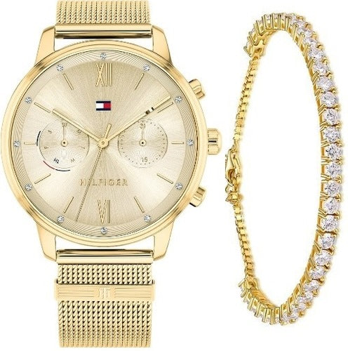  Shop Authentic Tommy Hilfiger Blake Quartz Gold Dial Gold Mesh Bracelet Watch for Women - 1782302 - Luxxuri