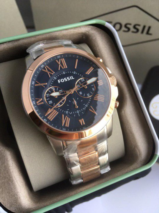  Shop Authentic Fossil Grant Chronograph Blue Dial Two Tone Steel Strap Watch for Men - FS5024 - Luxxuri