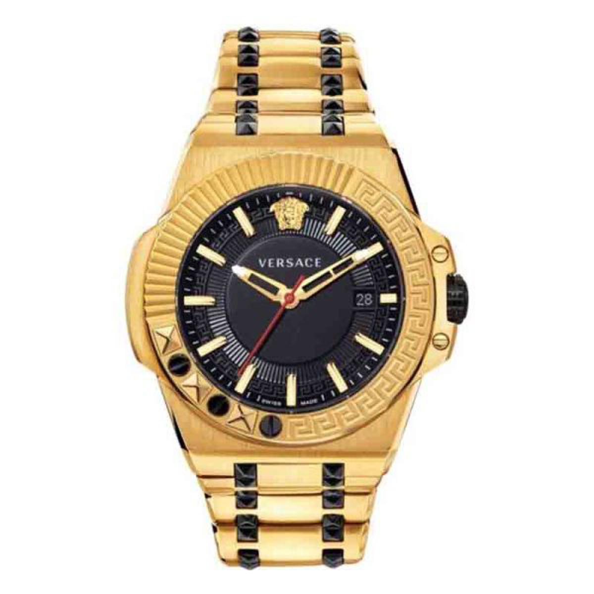  Shop Authentic Versace Chain Reaction Quartz Black Dial Two Tone Steel Strap Watch for Men - VEDY00619 - Luxxuri