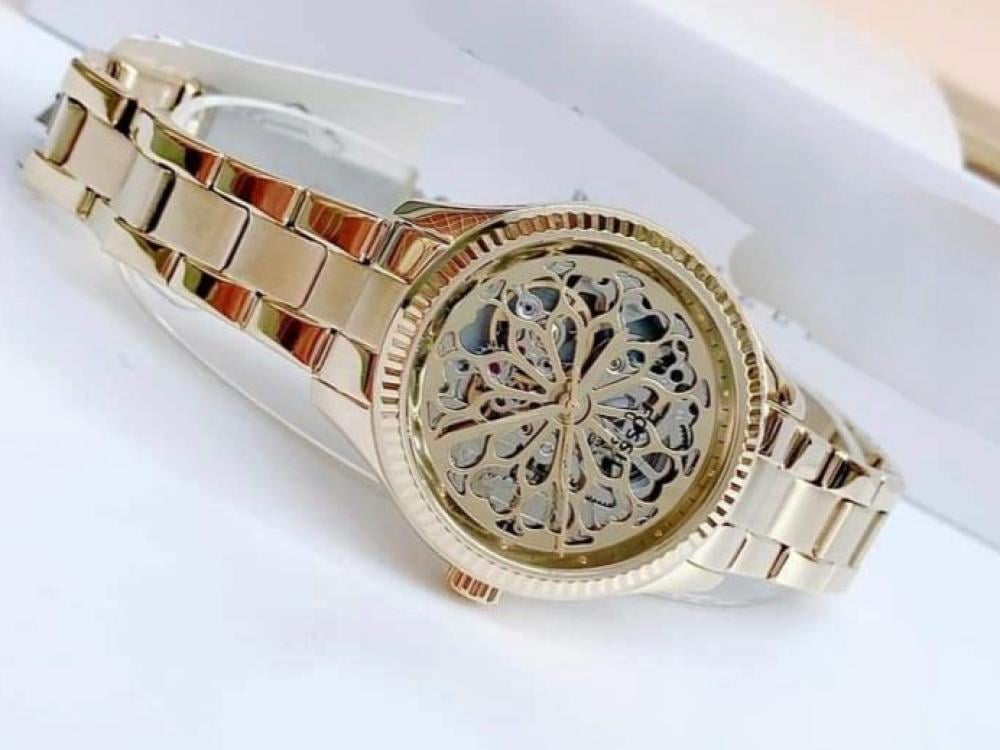 Shop Authentic Fossil Rye Automatic Skeleton Gold Dial Gold Steel Strap Watch for Women - BQ3755 - Luxxuri