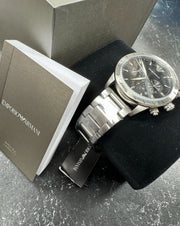  Shop Authentic Emporio Armani Mario Chronograph Black Dial Silver Steel Strap Watch For Men - AR11241 - Luxxuri