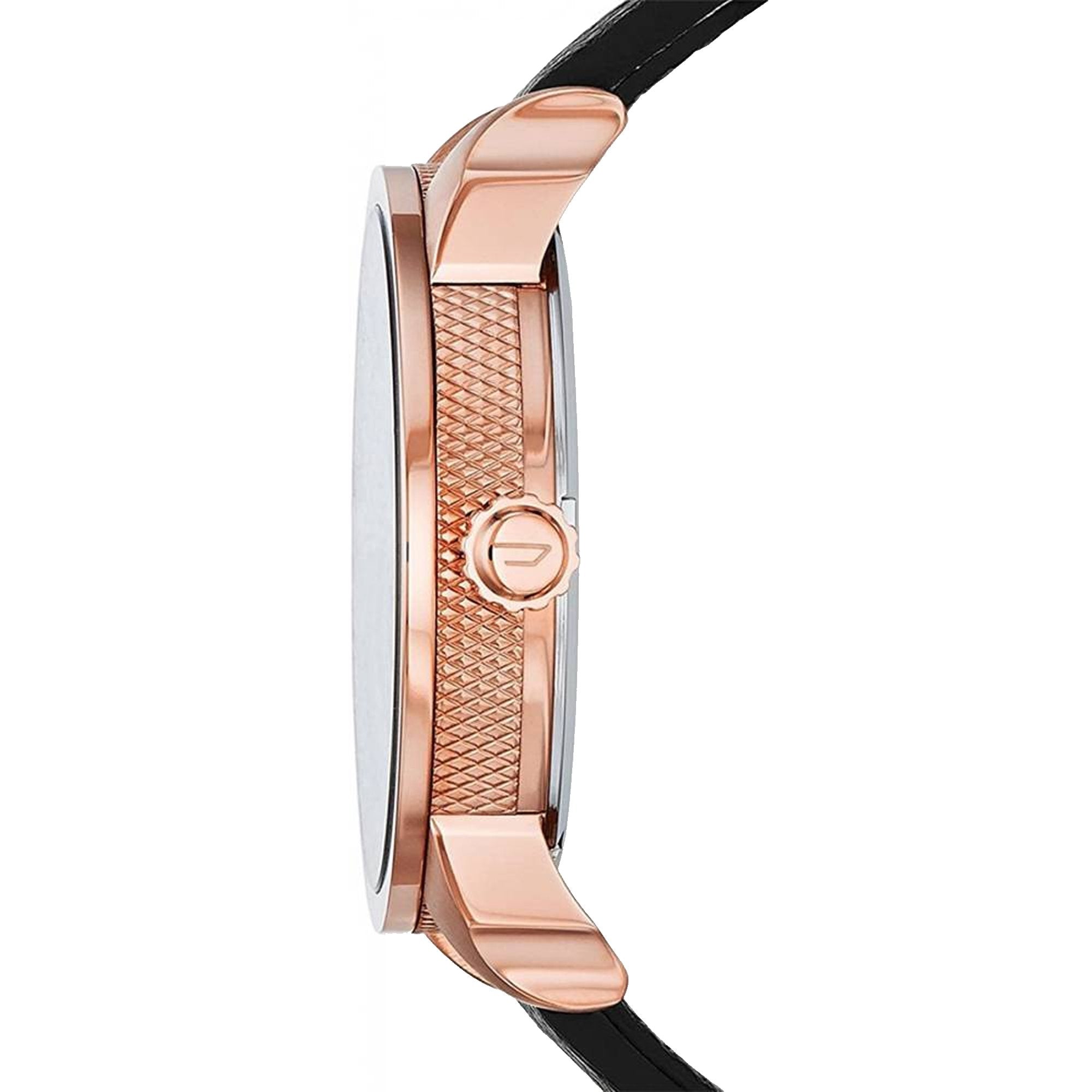  Shop Authentic Diesel Mini Daddy Dual Time Black & Gold Dial Black Leather Strap Watch For Men - DZ7317 - Luxxuri