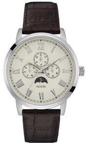  Shop Authentic Guess Delancy Quartz White Dial Brown Leather Strap Watch For Men - W0870G1 - Luxxuri
