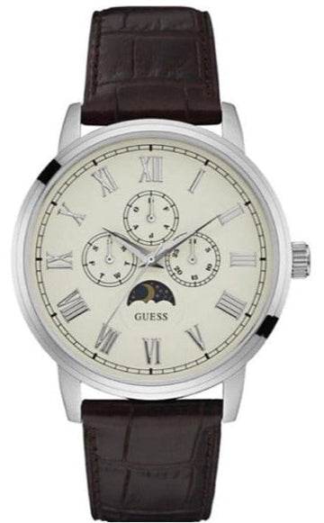  Shop Authentic Guess Delancy Quartz White Dial Brown Leather Strap Watch For Men - W0870G1 - Luxxuri