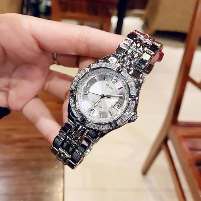  Shop Authentic Guess Water Pro Diamonds Silver Dial Silver Steel Strap Watch For Women - G75511M - Luxxuri