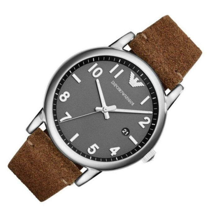  Shop Authentic Emporio Armani Luigi Quartz Grey Dial Brown Leather Strap Watch For Men - AR11175 - Luxxuri