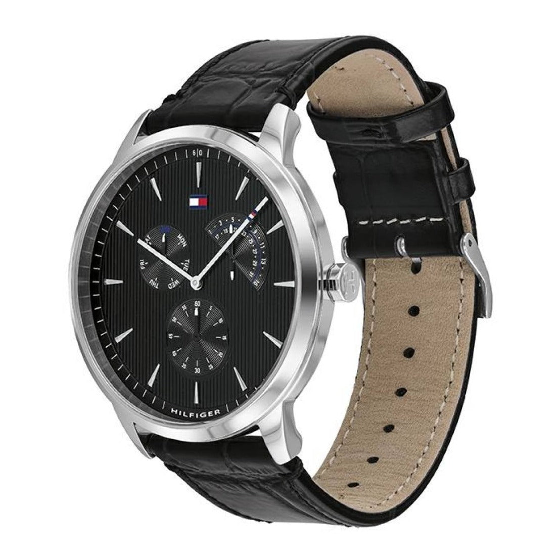  Shop Authentic Tommy Hilfiger Brad Chronograph Black Dial Black Leather Strap Watch For Men - 1710391 - Luxxuri