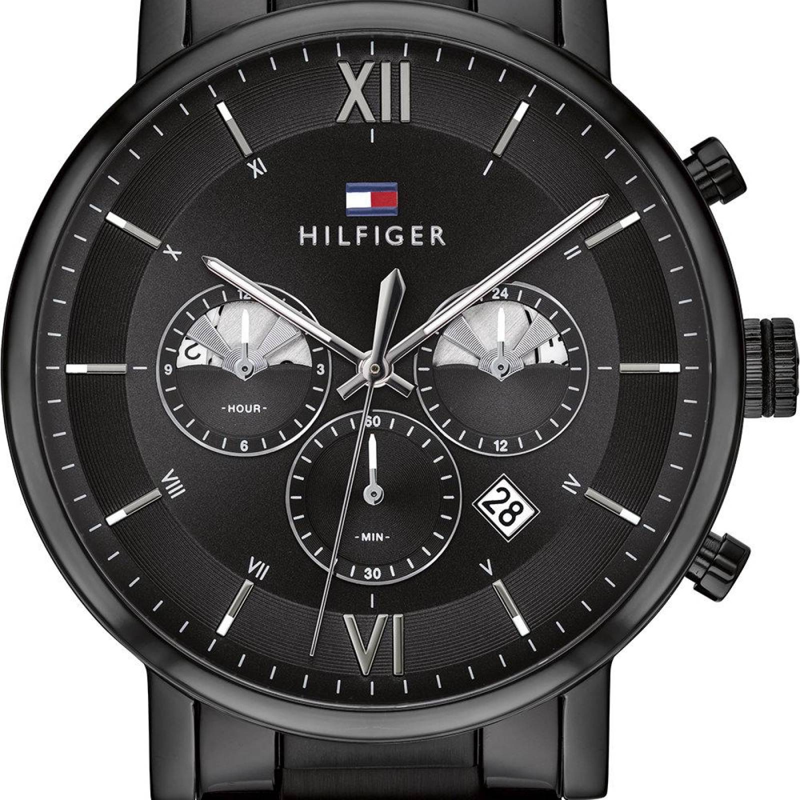  Shop Authentic Tommy Hilfiger Evan Chronograph Quartz Black Dial Black Steel Strap Watch For Men - 1710410 - Luxxuri