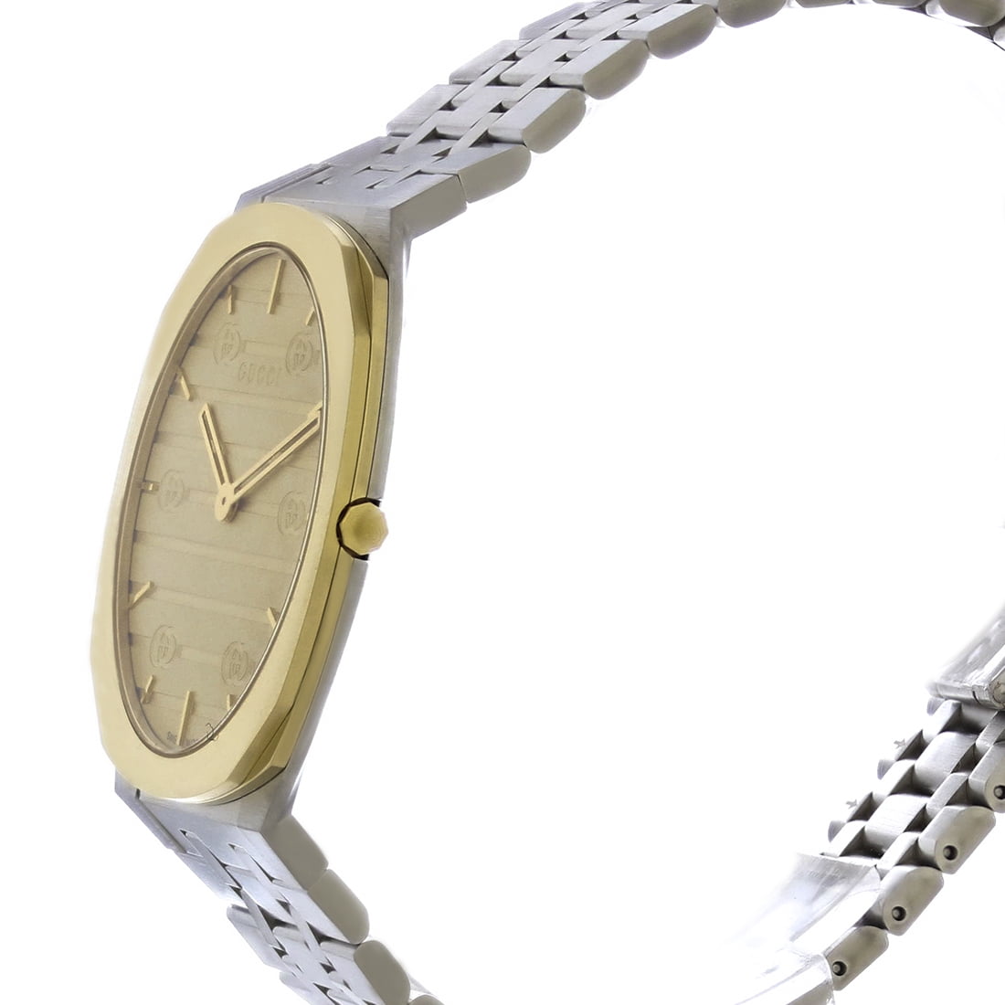  Shop Authentic Gucci 25H Quartz Gold Dial Silver Steel Strap Watch for Men - YA163405 - Luxxuri