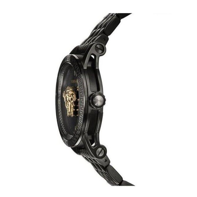  Shop Authentic Versace Palazzo Empire Quartz Black Dial Black Steel Strap Watch For Men - VEDB00518 - Luxxuri