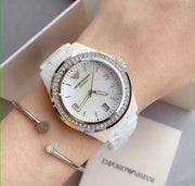  Shop Authentic Emporio Armani Ceramica White Mother of Pearl Dial Stainless Steel Strap Watch For Women - AR1426 - Luxxuri