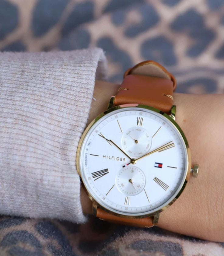  Shop Authentic Tommy Hilfiger Jenna Quartz White Dial Brown Leather Strap Watch for Women - 1782073 - Luxxuri