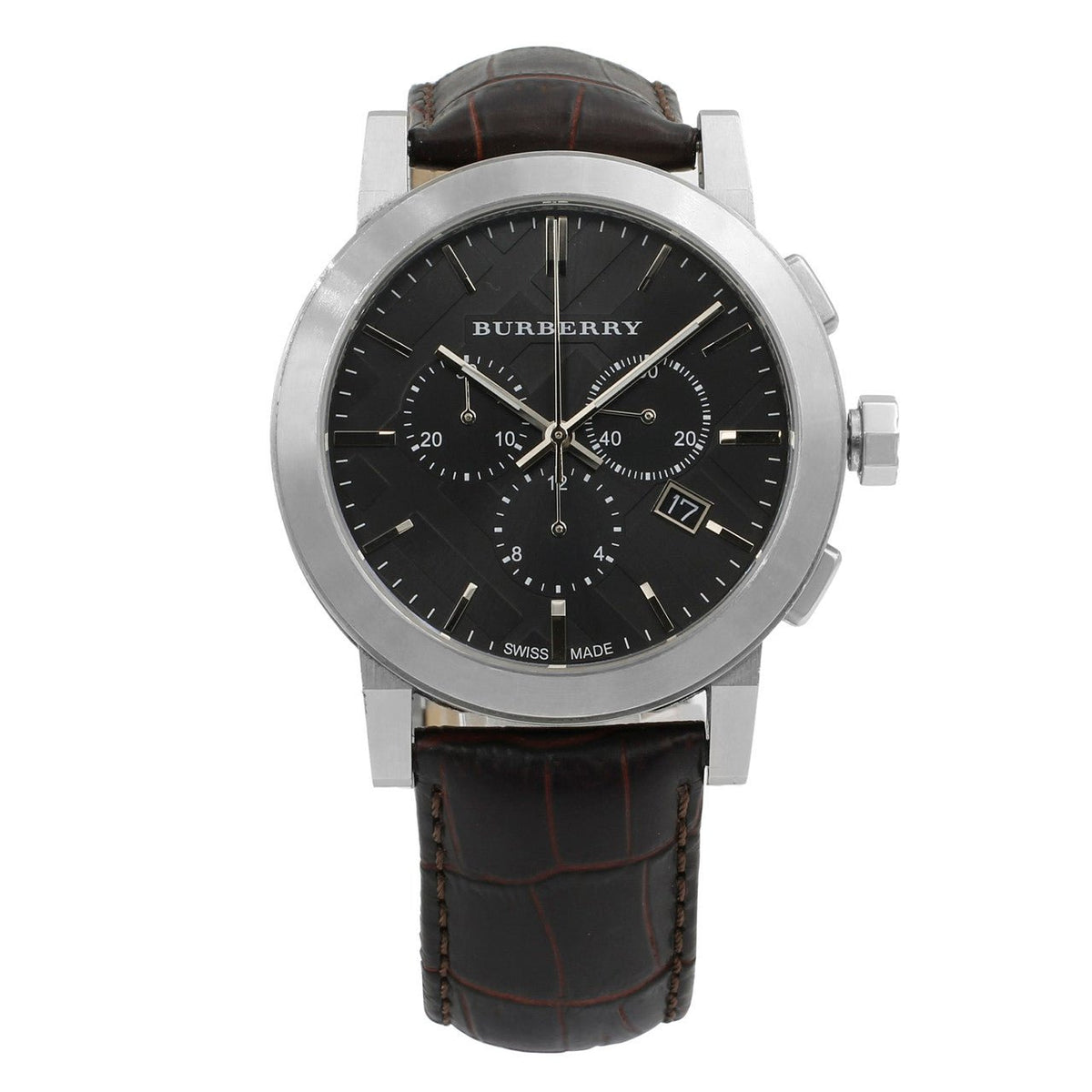  Shop Authentic Burberry The City Chronograph Black Dial Black Leather Strap Watch for Men - BU9356 - Luxxuri