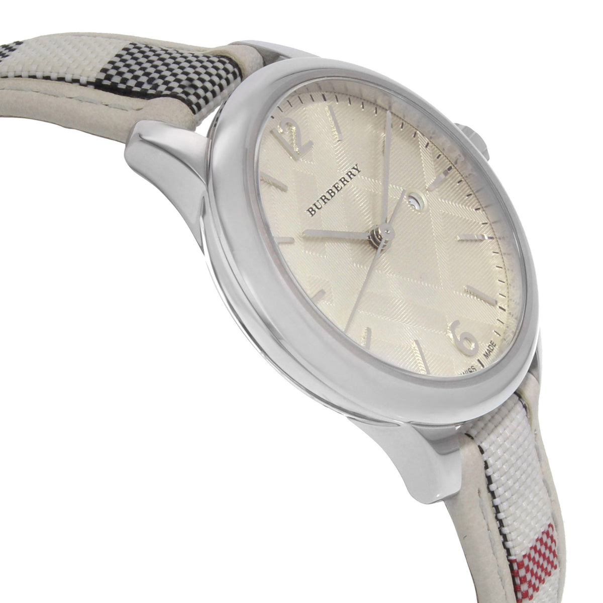  Shop Authentic Burberry The Classic Guilloche Silver Dial Grey Leather Strap Watch for Women - BU10113 - Luxxuri