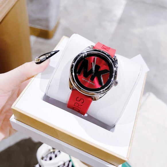  Shop Authentic Michael Kors Janelle Three Hand Red Dial Red Rubber Strap Watch For Women - MK7144 - Luxxuri