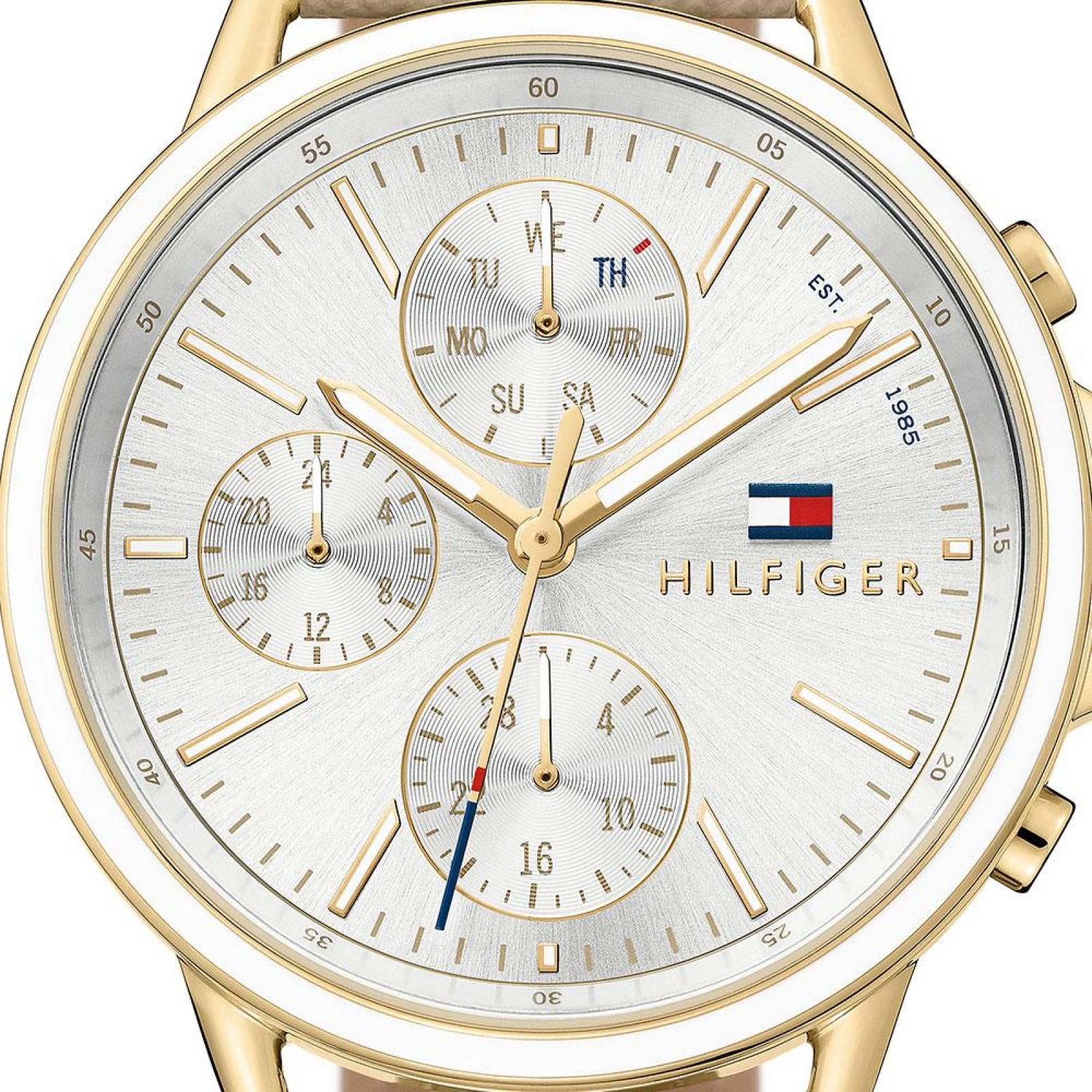  Shop Authentic Tommy Hilfiger Carly Silver Dial Cream Leather Strap Watch for Women - 1781790 - Luxxuri