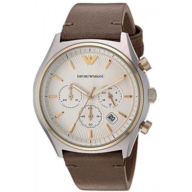  Shop Authentic Emporio Armani Chronograph White Dial Brown Leather Strap Watch For Men - AR11033 - Luxxuri