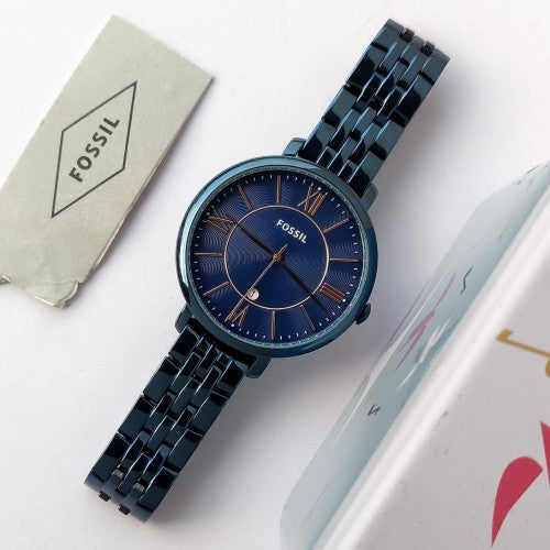  Shop Authentic Fossil Jacqueline Blue Dial Blue Steel Strap Watch for Women - ES4094 - Luxxuri