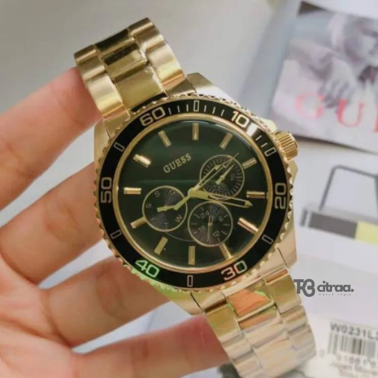  Shop Authentic Guess BFF Multifunction Black Dial Gold Steel Strap Watch for Women - W0231L3 - Luxxuri