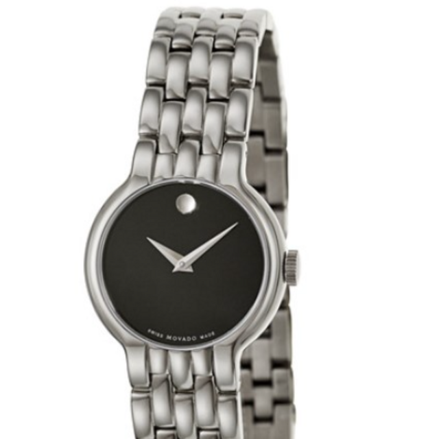  Shop Authentic Movado Veturi Quartz Black Dial Silver Steel Strap Watch for Women - 0606338 - Luxxuri