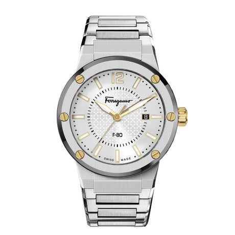  Shop Authentic Salvatore Ferragamo F-80 Classic Silver Dial Silver Steel Strap Watch for Men - SFHY02922 - Luxxuri
