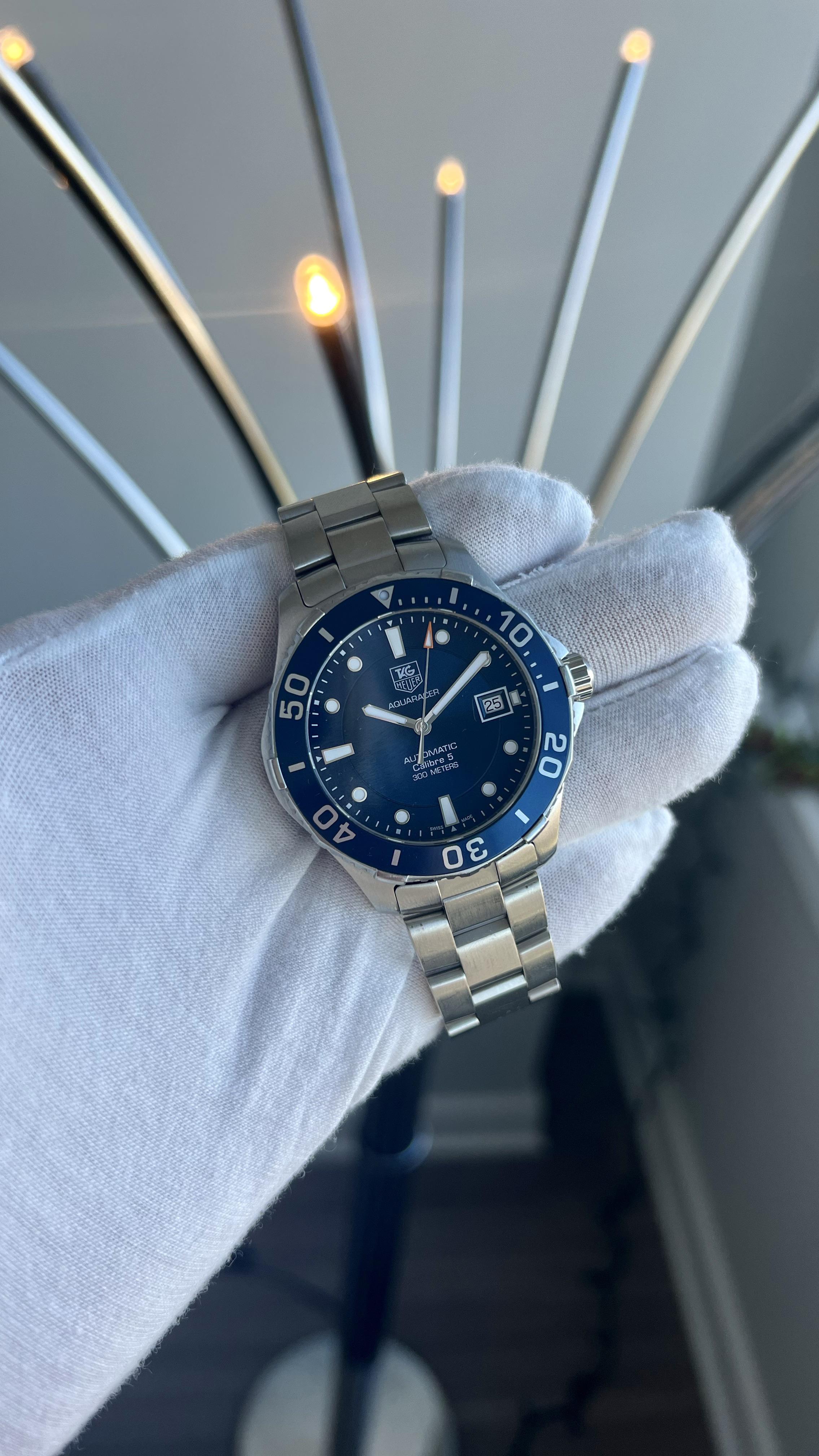  Shop Authentic Tag Heuer Aquaracer Caliber 5 Automatic Blue Dial Silver Steel Strap Watch for Men - WAN2111.BA0822 - Luxxuri