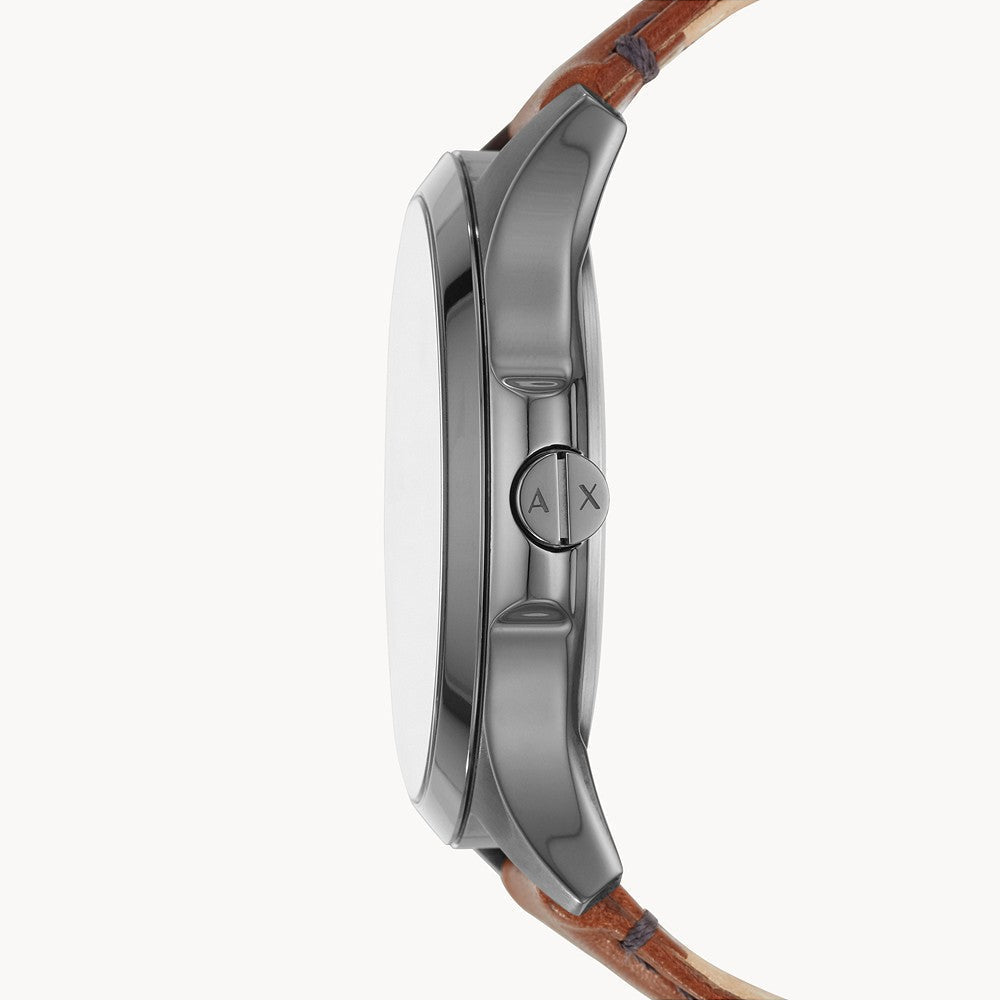  Shop Authentic Armani Exchange Hampton Chronograph Grey Dial Brown Leather Strap Watch For Men - AX2414 - Luxxuri