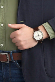  Shop Authentic Fossil The Commuter White Dial Brown Leather Strap Watch for Men - FS5402 - Luxxuri