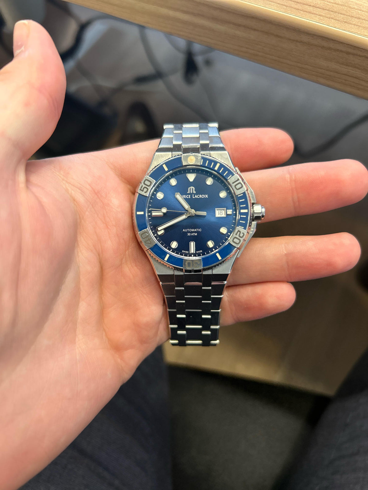  Shop Authentic Maurice Lacroix Aikon Venturer Blue Dial Silver Steel Strap Watch for Men - AI6058-SS002-430-1 - Luxxuri