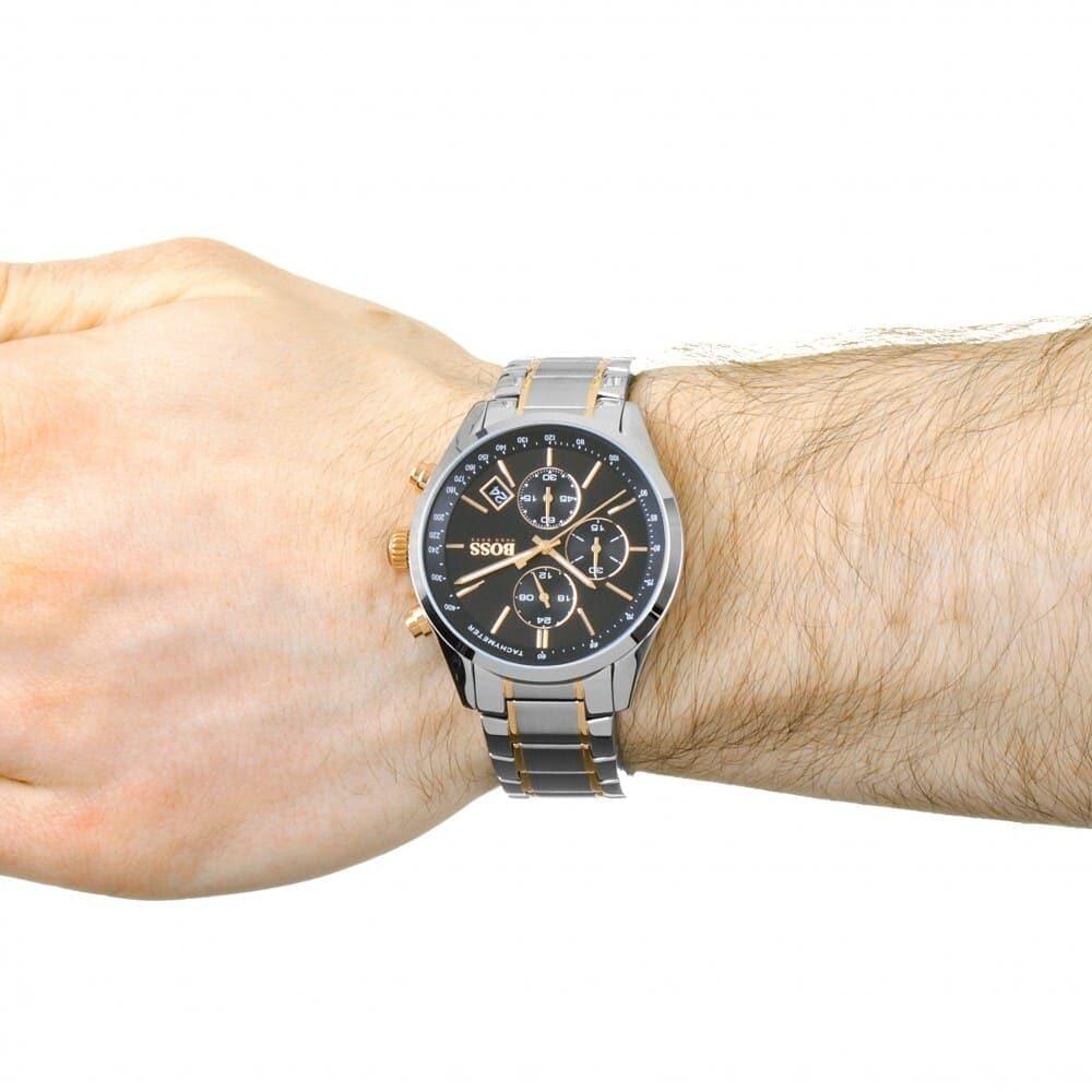  Shop Authentic Hugo Boss Grand Prix Black Dial Two Tone Steel Strap Watch for Men - 1513473 - Luxxuri