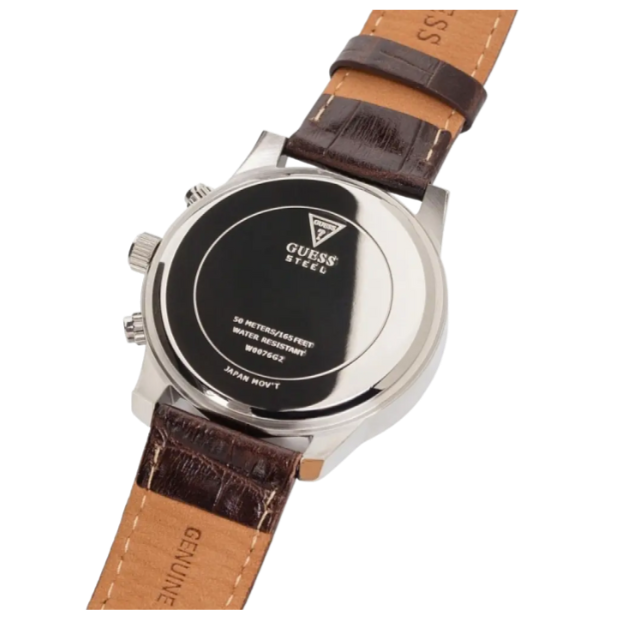  Shop Authentic Guess Exec Chronograph White Dial Brown Leather Strap Watch For Men - W0076G2 - Luxxuri