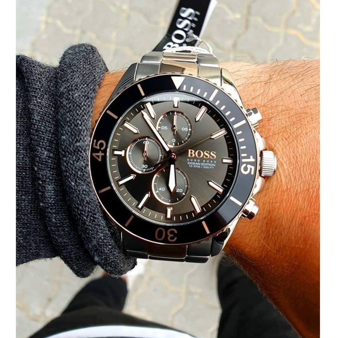 Shop Authentic Hugo Boss Ocean Edition Black Dial Two Tone Steel Strap Watch for Men - 1513705 - Luxxuri