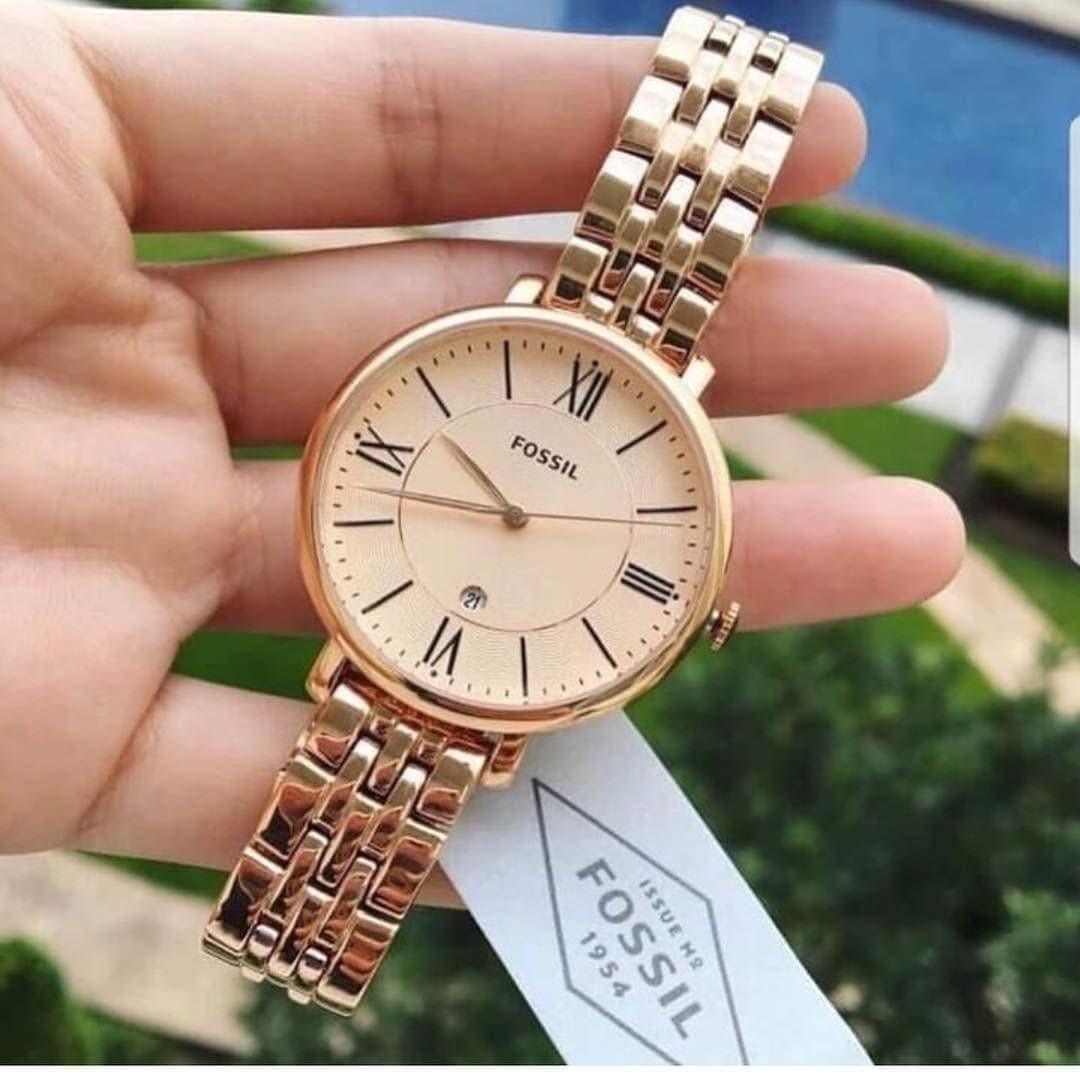  Shop Authentic Fossil Jacqueline Rose Gold Dial Rose Gold Steel Strap Watch for Women - ES3435 - Luxxuri