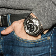  Shop Authentic Diesel Little Daddy Black Dial Black Leather Strap Watch For Men - DZ7256 - Luxxuri
