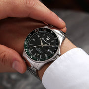  Shop Authentic Maserati SFIDA Chronograph Black Dial Silver Steel Strap Watch For Men - R8853140005 - Luxxuri