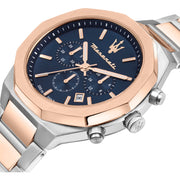  Shop Authentic Maserati Stile Chronograph Blue Dial Rose Gold Two Tone Strap Watch For Men - R8873642002 - Luxxuri