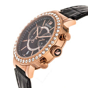  Shop Authentic Swarovski Citra Sphere Chronograph Black Dial Black Leather Strap Watch for Women - 5055209 - Luxxuri