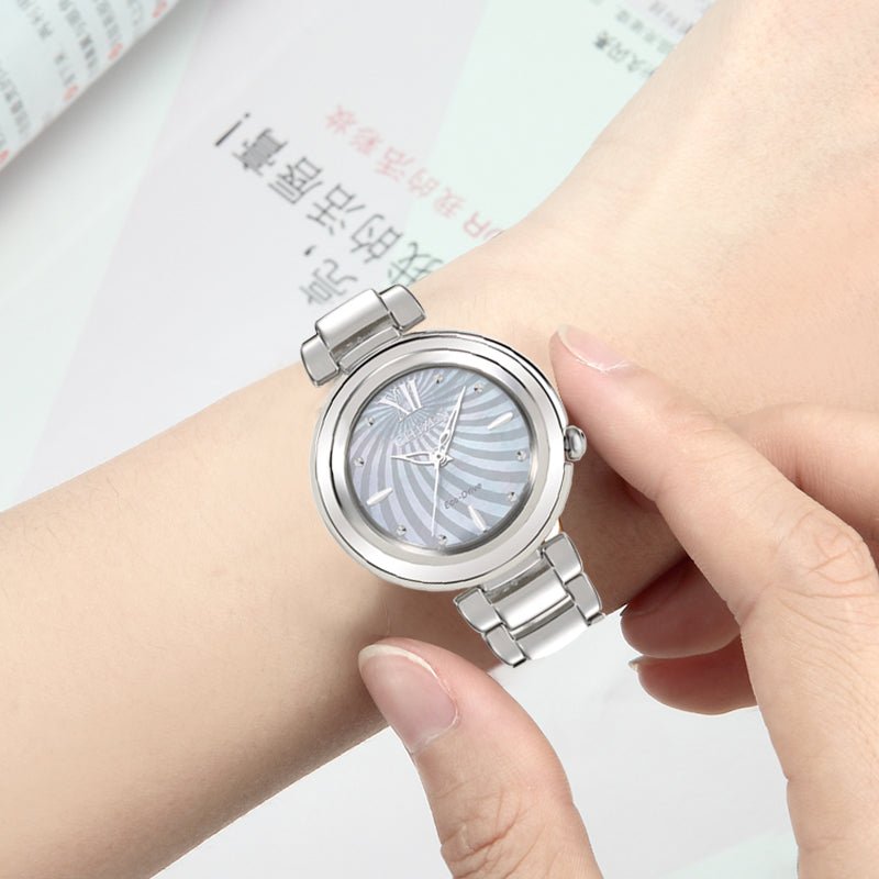  Shop Authentic Citizen Eco Drive Silver Stainless Steel Strap Watch For Women - EM0331-52 - Luxxuri