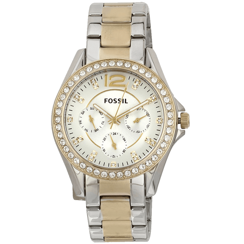  Shop Authentic Fossil Riley White Dial Two Tone Steel Strap Watch for Women - ES3204 - Luxxuri