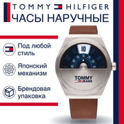  Shop Authentic Tommy Hilfiger Monogram Pop Quartz Silver Dial Brown Leather Strap Watch For Men - 1791772 - Luxxuri