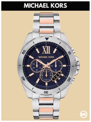  Shop Authentic Michael Kors Brecken Chronograph Blue Dial Two Tone Steel Strap Watch For Men - MK9065 - Luxxuri