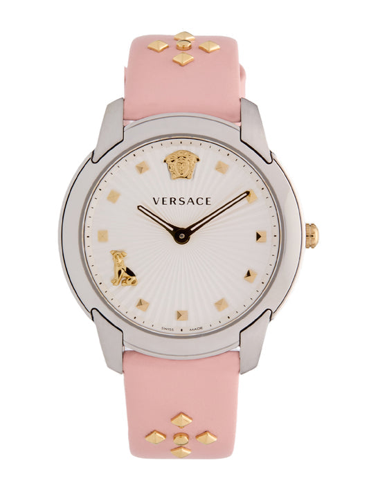  Shop Authentic Versace Audrey Quartz White Dial Pink Leather Strap Watch for Women - VELR00119 - Luxxuri