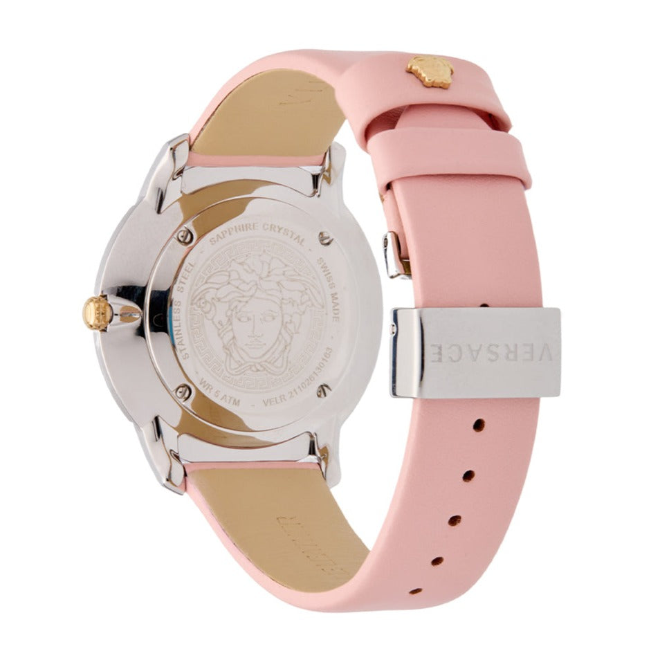  Shop Authentic Versace Audrey Quartz White Dial Pink Leather Strap Watch for Women - VELR00119 - Luxxuri