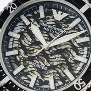  Shop Authentic Emporio Armani Meccanico Automatic Black Dial Black Silicone Strap Watch For Men - AR60062 - Luxxuri