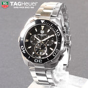  Shop Authentic Tag Heuer Aquaracer Quartz Chronograph Black Dial Silver Steel Strap Watch for Men - CAY111A.BA0927 - Luxxuri