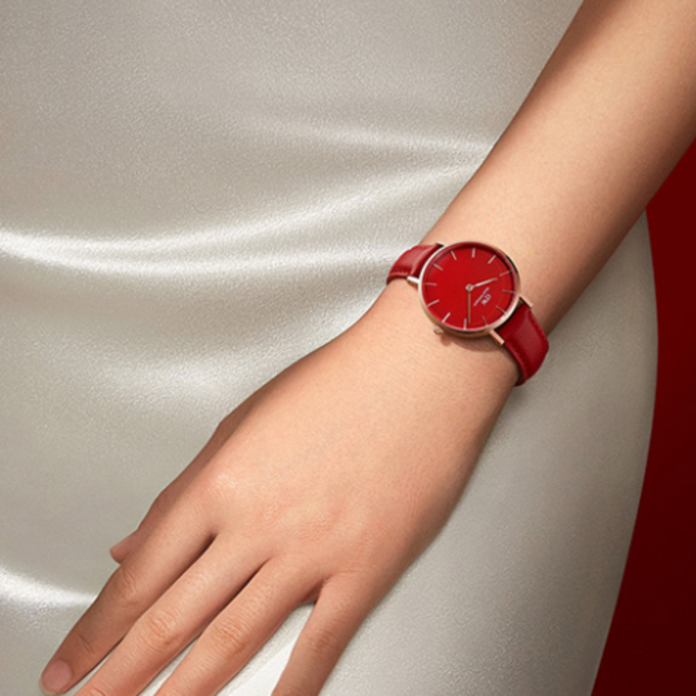  Shop Authentic Daniel Wellington Petite Red Dial Red Leather Strap Watch For Women - DW00100405 - Luxxuri
