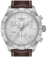  Shop Authentic Tissot PR 100 Sport Quartz Chronograph Silver Dial Brown Leather Strap Watch For Men - T101.617.16.031.00 - Luxxuri